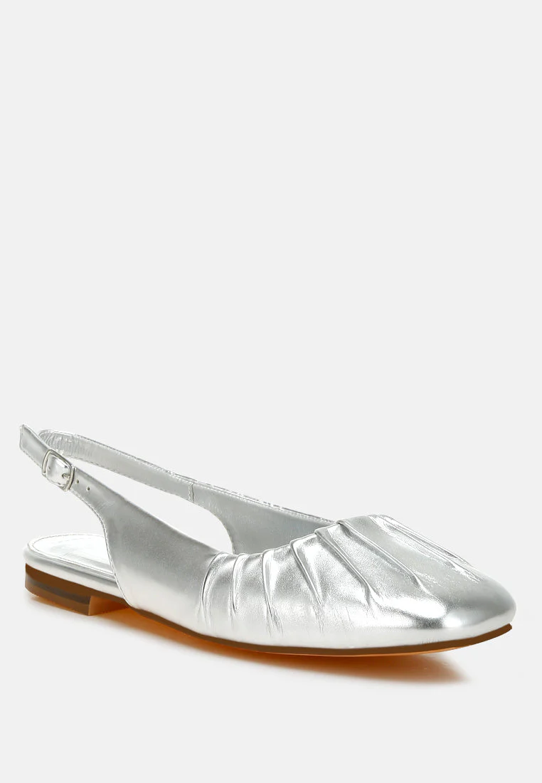 Berni Metallic Square Toe Flat Slingbacks - Image 8