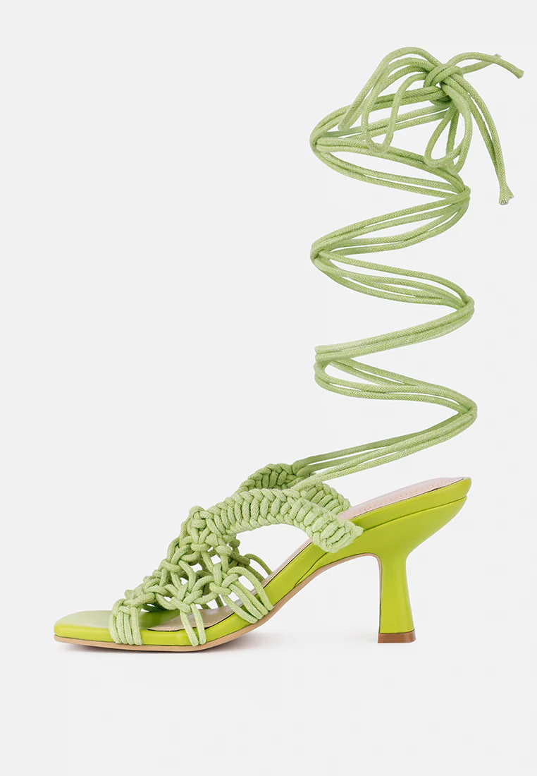 BEROE Green Braided Handcrafted Lace Up Sandal - Image 4
