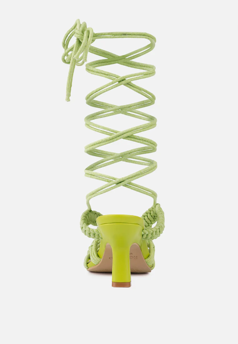 BEROE Green Braided Handcrafted Lace Up Sandal - Image 6