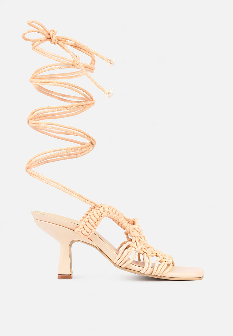 BEROE Latte Braided Handcrafted Lace Up Sandal - Image 3