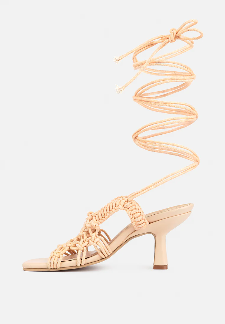 BEROE Latte Braided Handcrafted Lace Up Sandal - Image 5