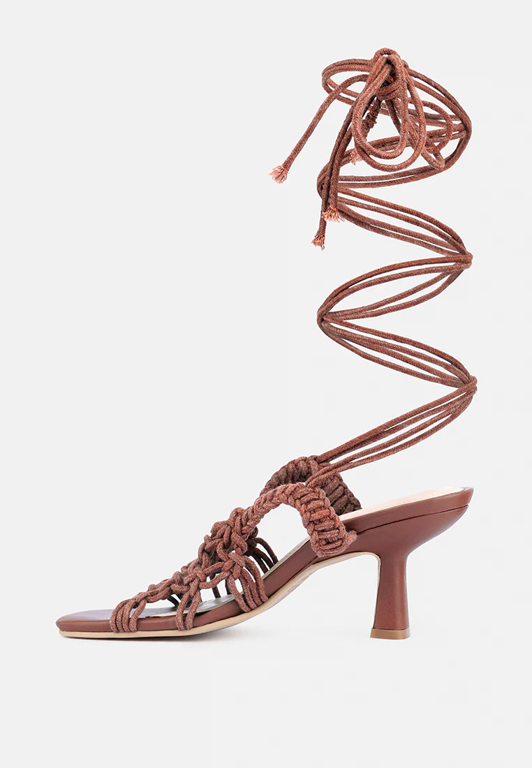 BEROE Mocca Braided Handcrafted Lace Up Sandal - Image 4
