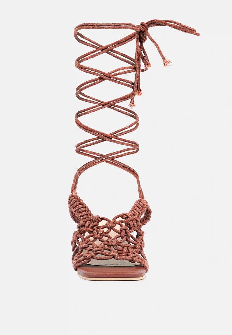 BEROE Mocca Braided Handcrafted Lace Up Sandal - Image 5
