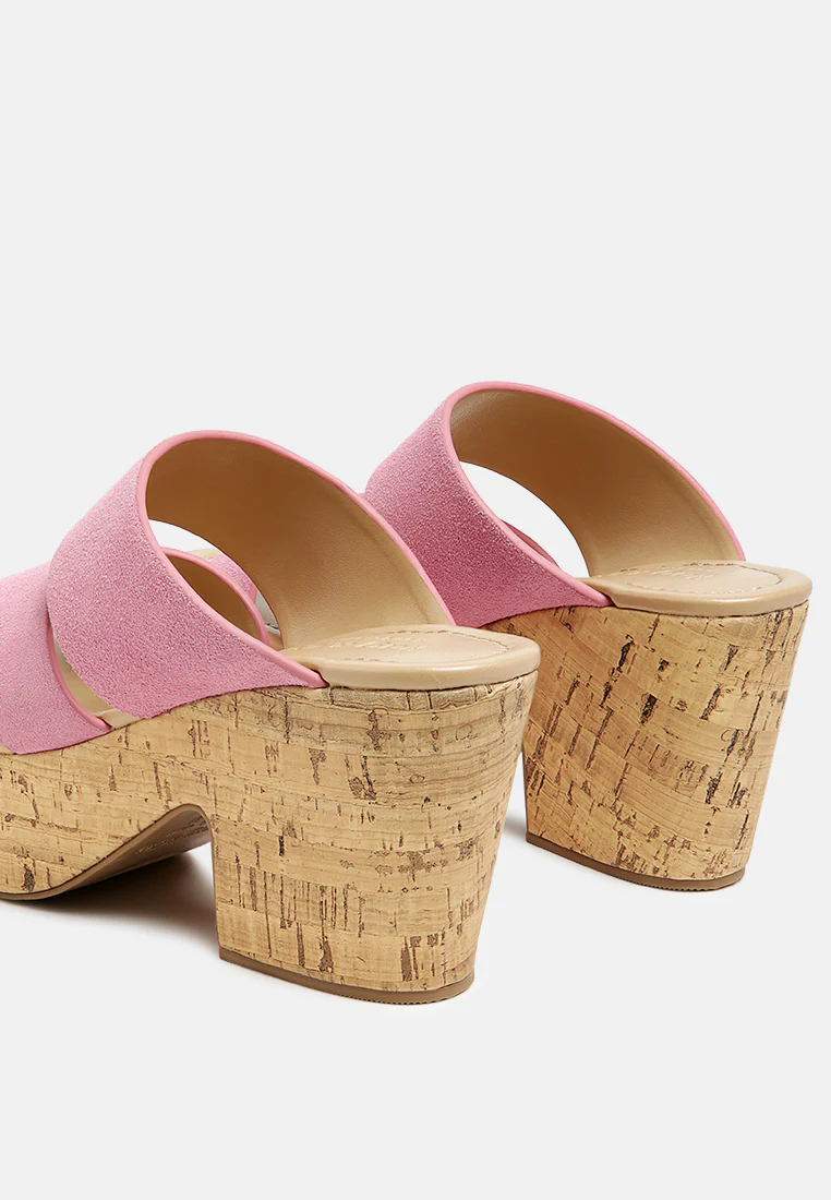 GERD Block Heeled Suede Slip-On Sandal in Pink - Image 3