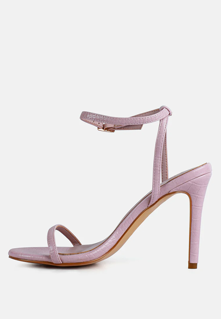 BLONDES Pink Croc High Heeled Sandal - Image 4