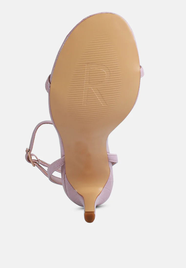 BLONDES Pink Croc High Heeled Sandal - Image 7