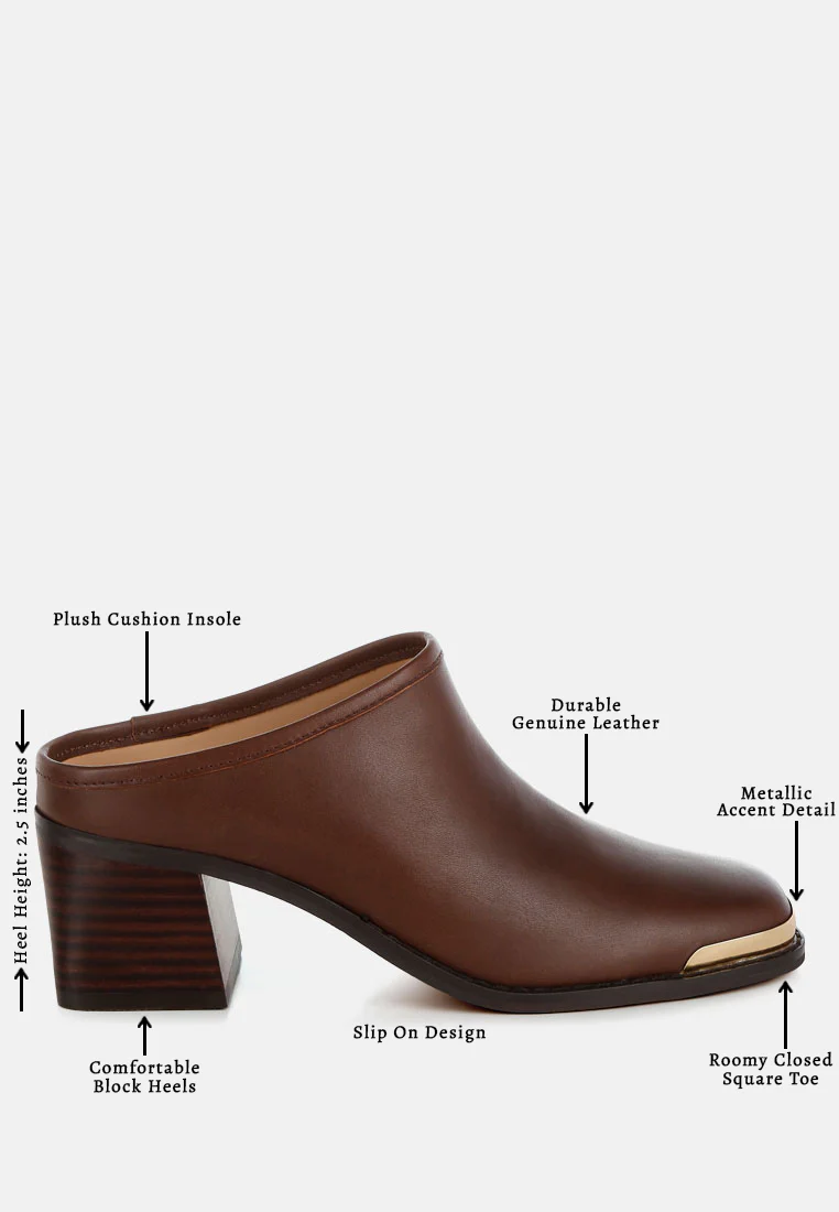 Bottani Genuine Leather Slip-On Mules - Image 6
