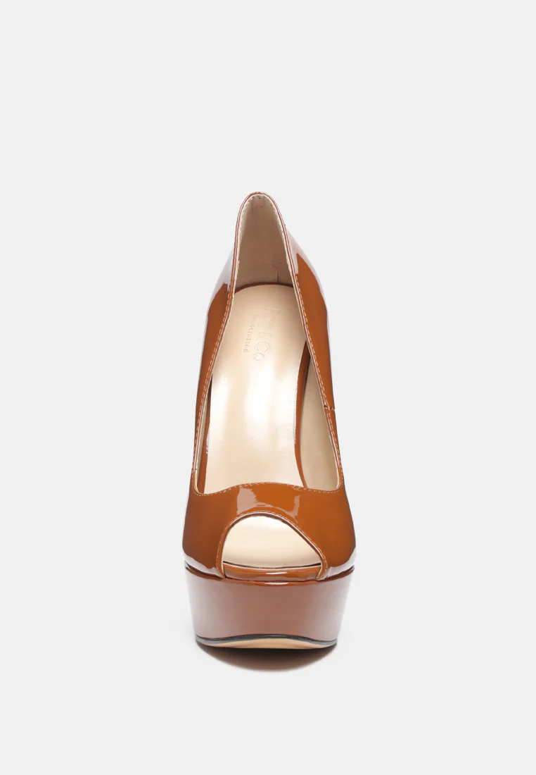 BRIELLE Peep Toe Stiletto Sandals In Mocca - Image 3