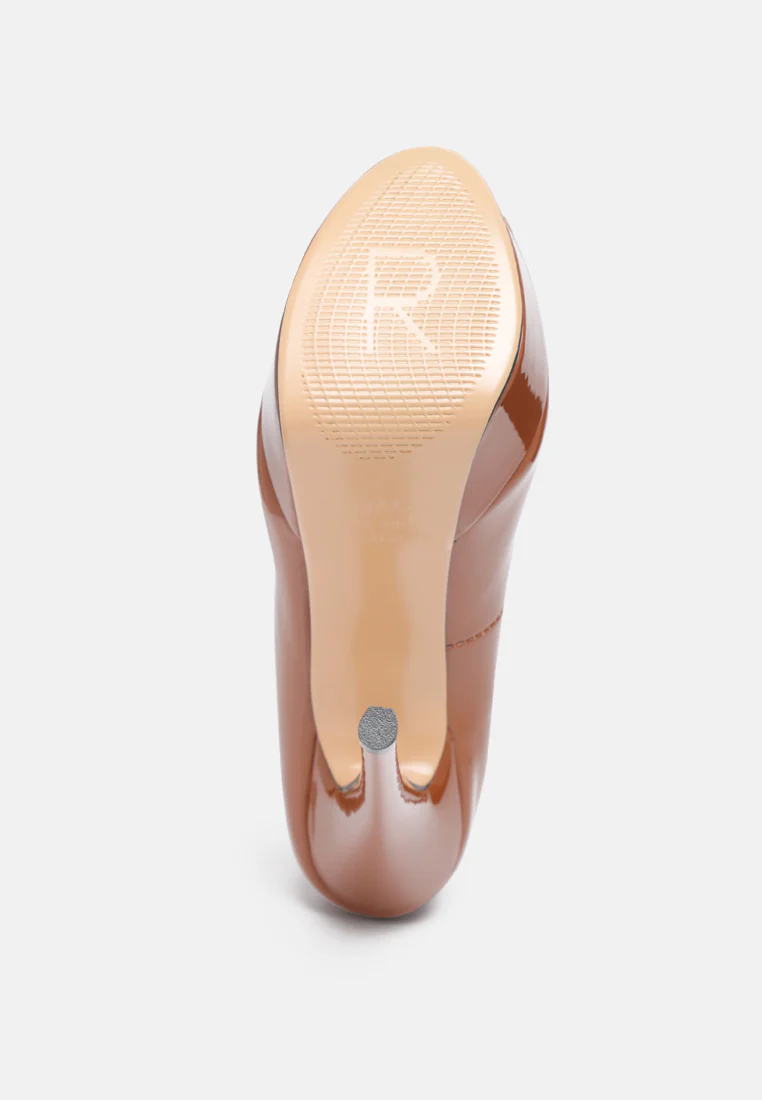 BRIELLE Peep Toe Stiletto Sandals In Mocca - Image 6