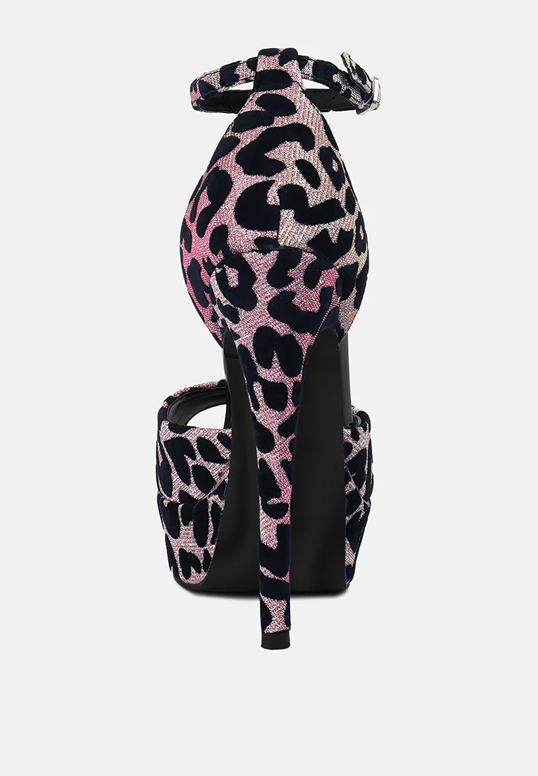 BRIGITTE Pink Leopard Print Peep toe Stiletto Sandal - Image 5