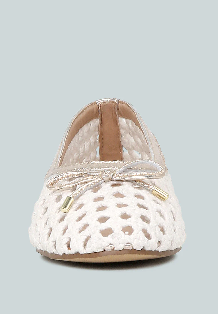 Brionna White Cotton Mesh Flat Ballerinas - Image 4