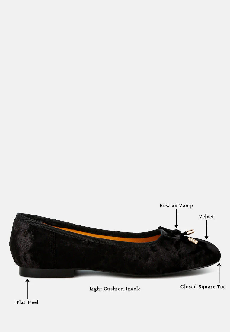 Buckrose Velvet Bow Ballerinas - Image 12