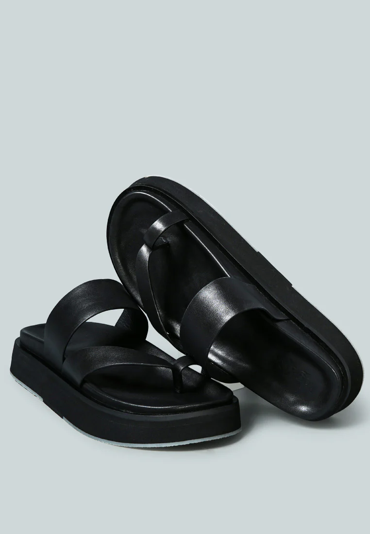 BULLOCK Slip-On Leather Sandal in Black - Image 3