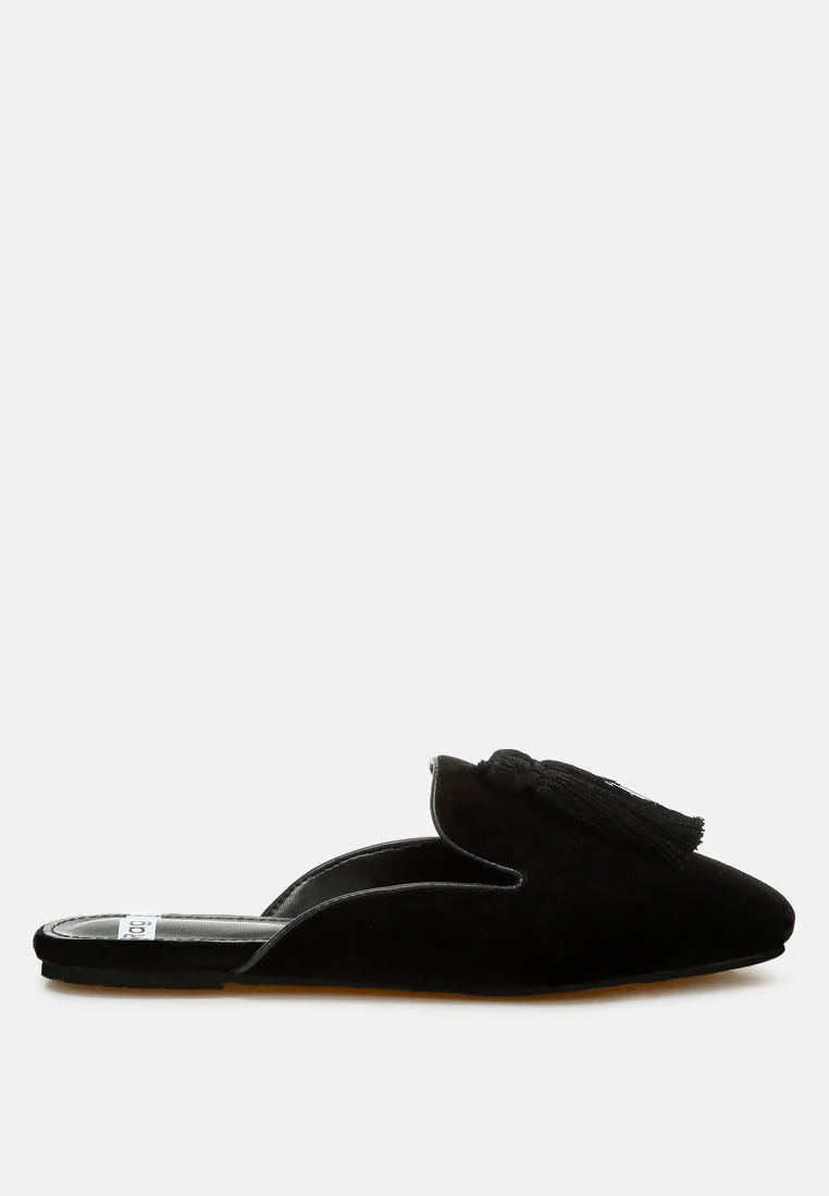 Cardinal Tassel Detail Velvet Mules - Image 17