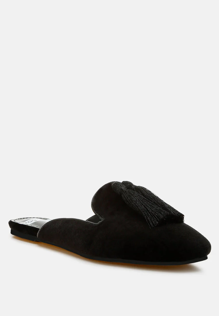 Cardinal Tassel Detail Velvet Mules - Image 18