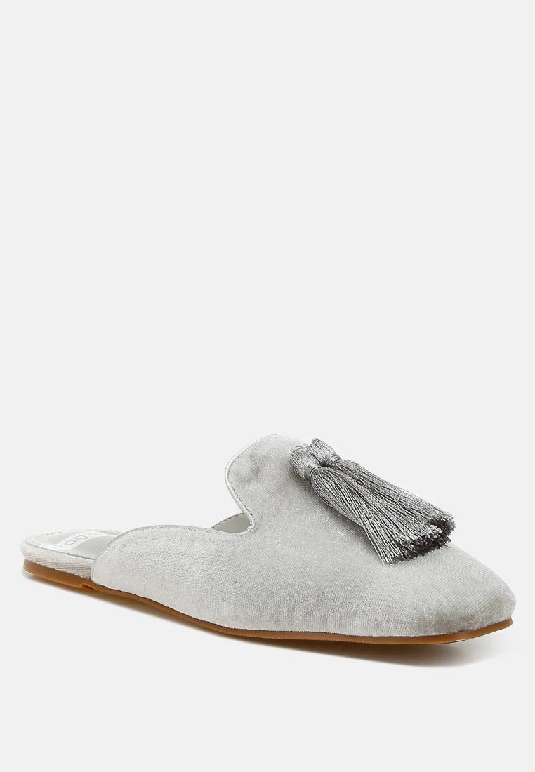 Cardinal Tassel Detail Velvet Mules - Image 2