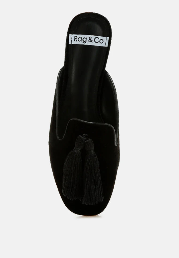Cardinal Tassel Detail Velvet Mules - Image 20