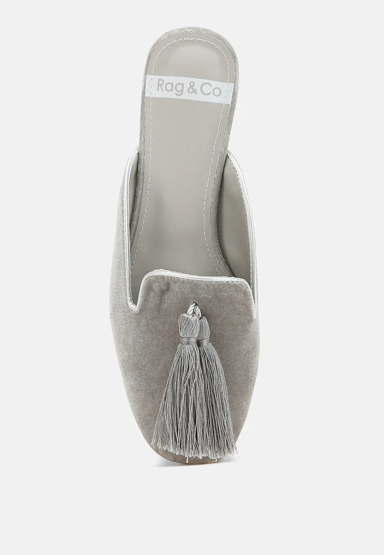 Cardinal Tassel Detail Velvet Mules - Image 3