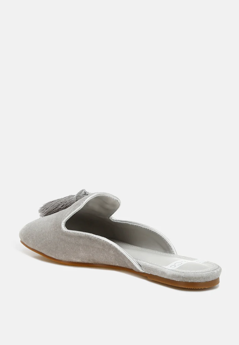 Cardinal Tassel Detail Velvet Mules - Image 4