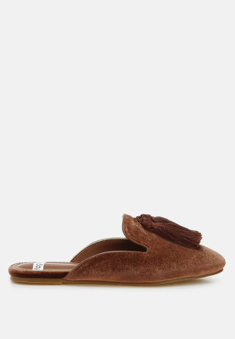 Cardinal Tassel Detail Velvet Mules - Image 6