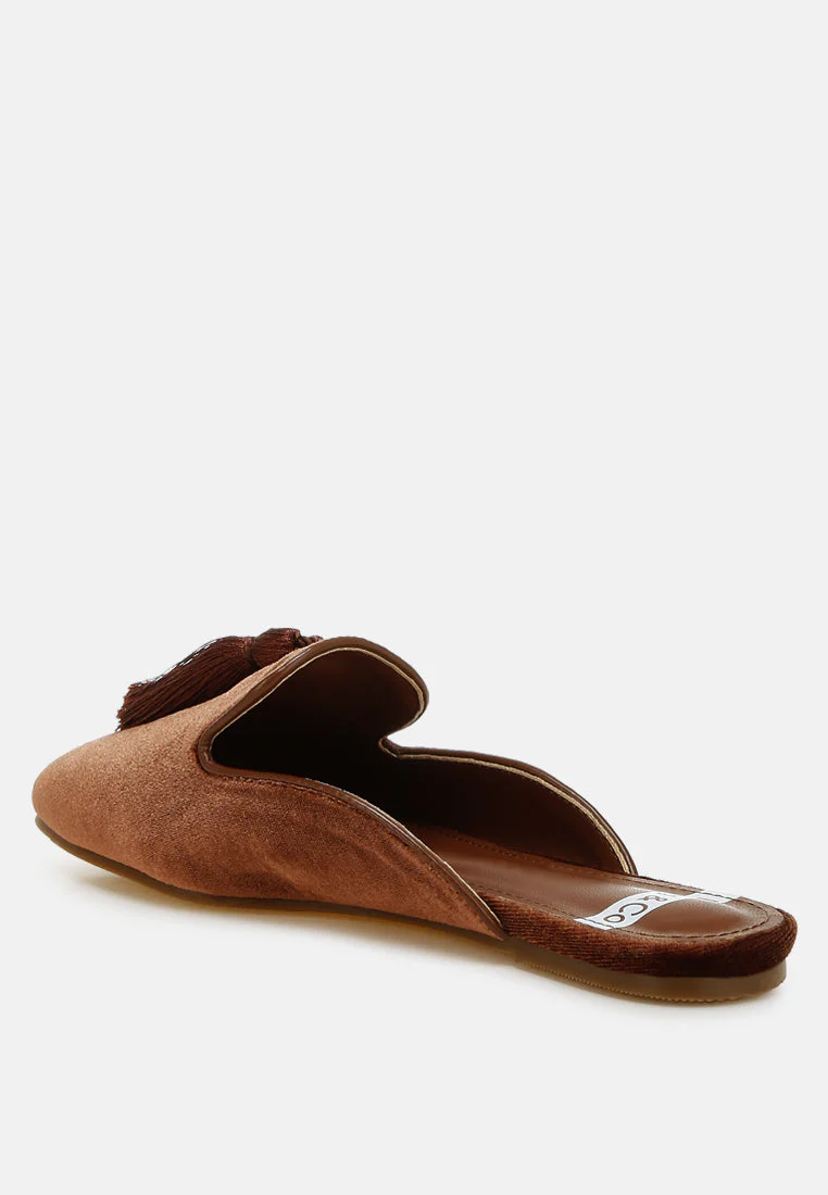 Cardinal Tassel Detail Velvet Mules - Image 8