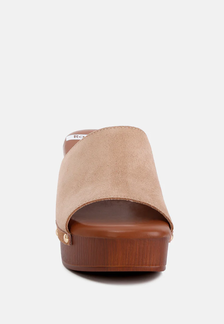 Cartera Soft Suede High Block Heel Clogs - Image 3