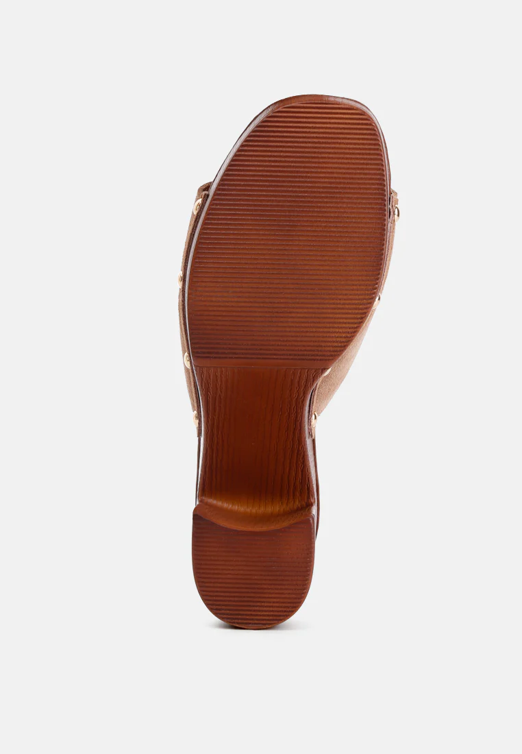 Cartera Soft Suede High Block Heel Clogs - Image 7
