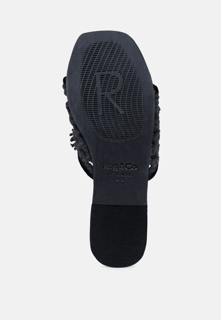 CEDAR Handwoven Natural Black Tassel Flats - Image 6