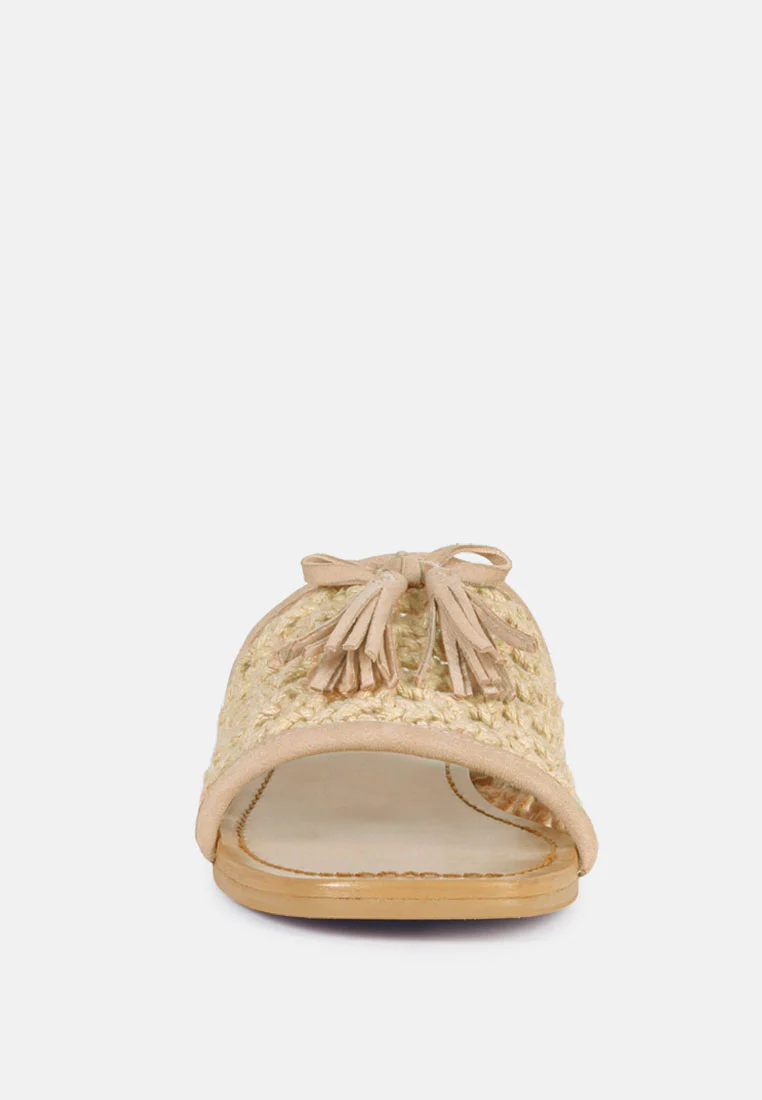 CEDAR Handwoven Natural Latte Tassel Flats - Image 3