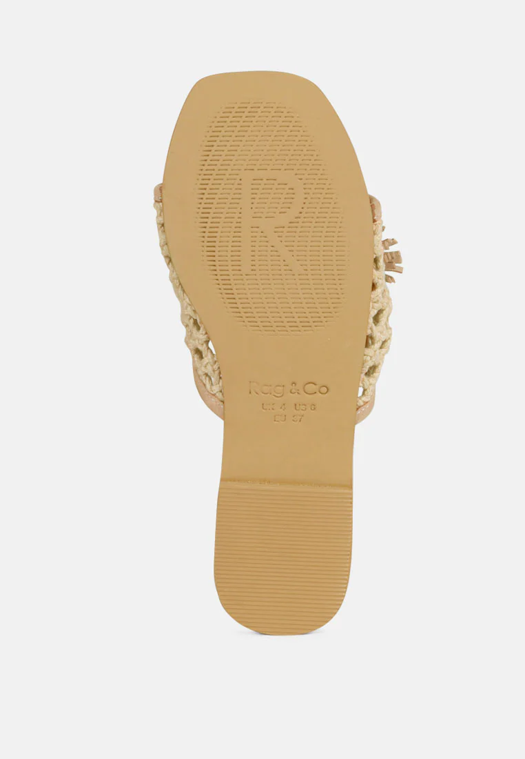 CEDAR Handwoven Natural Latte Tassel Flats - Image 6