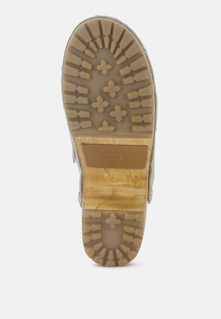 CEDRUS Fine Suede Studded Clogs Mules in Beige - Image 6