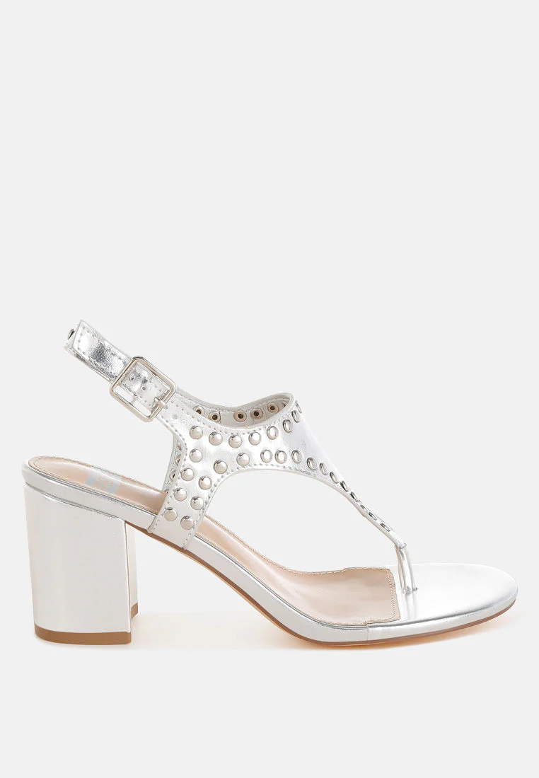 Chan Metallic Studded Statement Heels