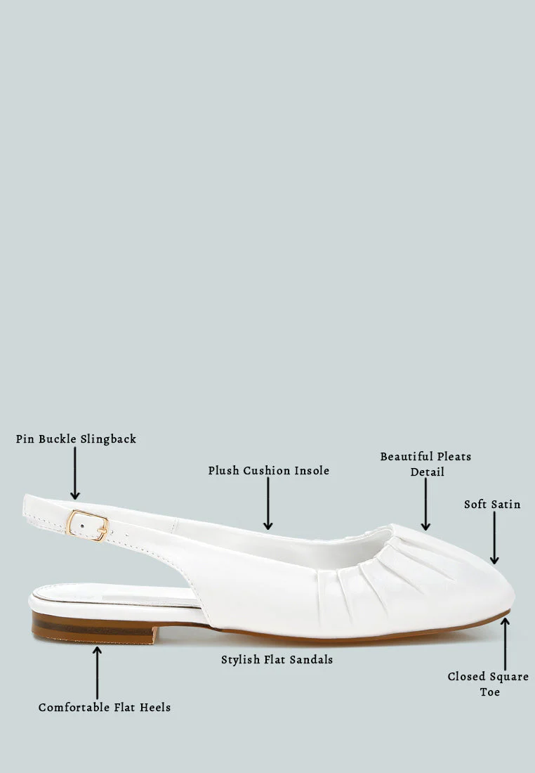 Cheeni Satin Square Toe Flat Slingbacks - Image 6