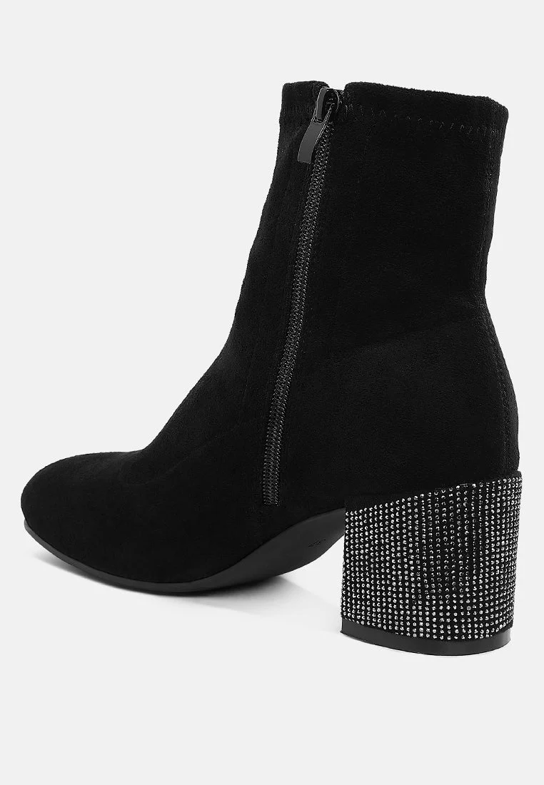 Chena Rhinestones Embellished Block Heel Boots - Image 15