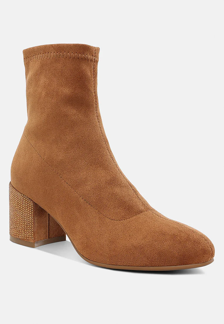 Chena Rhinestones Embellished Block Heel Boots - Image 3