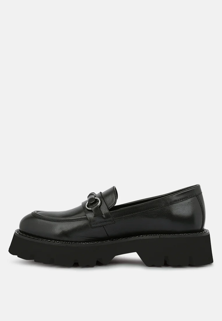 CHEVIOT Black Chunky Leather Loafers - Image 4