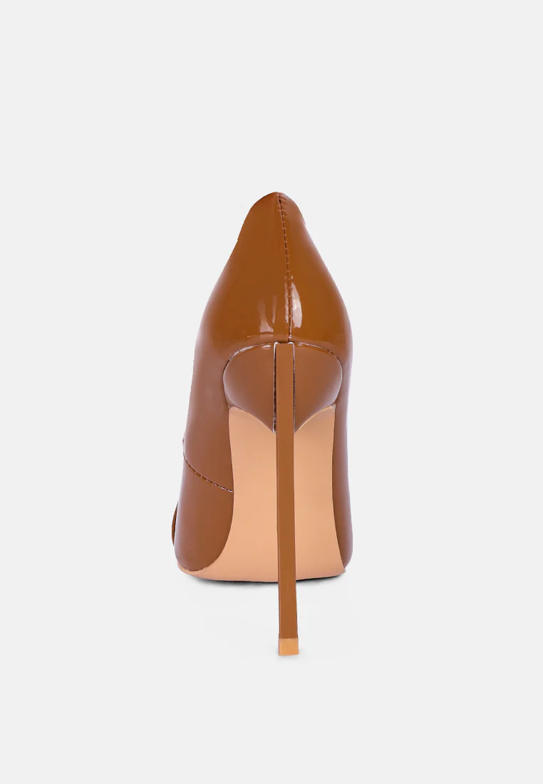 COCKTAIL Buckle Embellished Stiletto Pump Shoes in Camel - Image 5