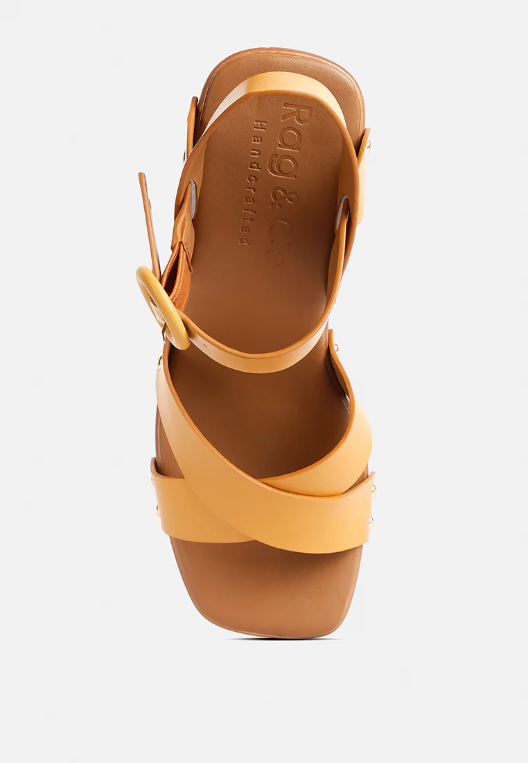 CRISTINA Cross Strap Embellished Heels in Light Tan - Image 7