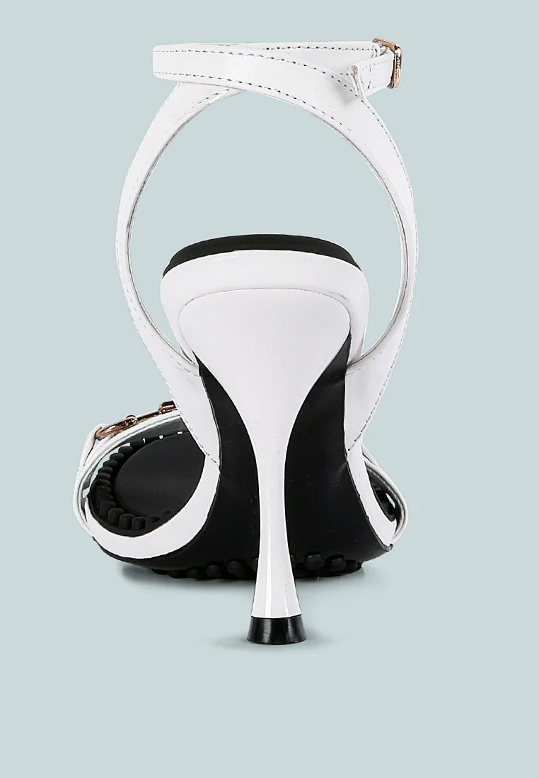 DAENERYS White Horsebit Embellished Sandals - Image 5