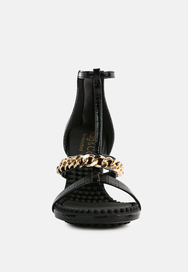 DAKOTA Metal Chain Embellishment Sandals in Black - Image 4