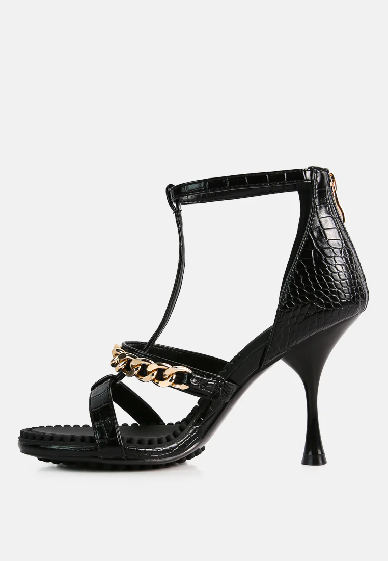 DAKOTA Metal Chain Embellishment Sandals in Black - Image 5