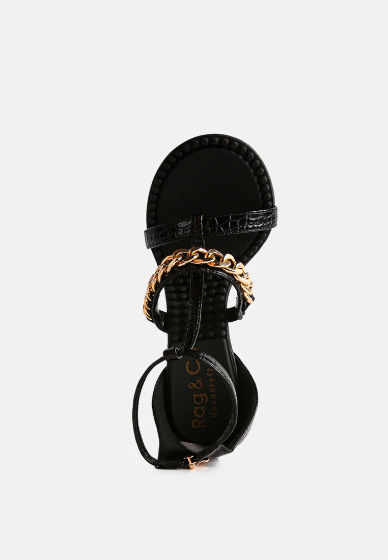 DAKOTA Metal Chain Embellishment Sandals in Black - Image 7