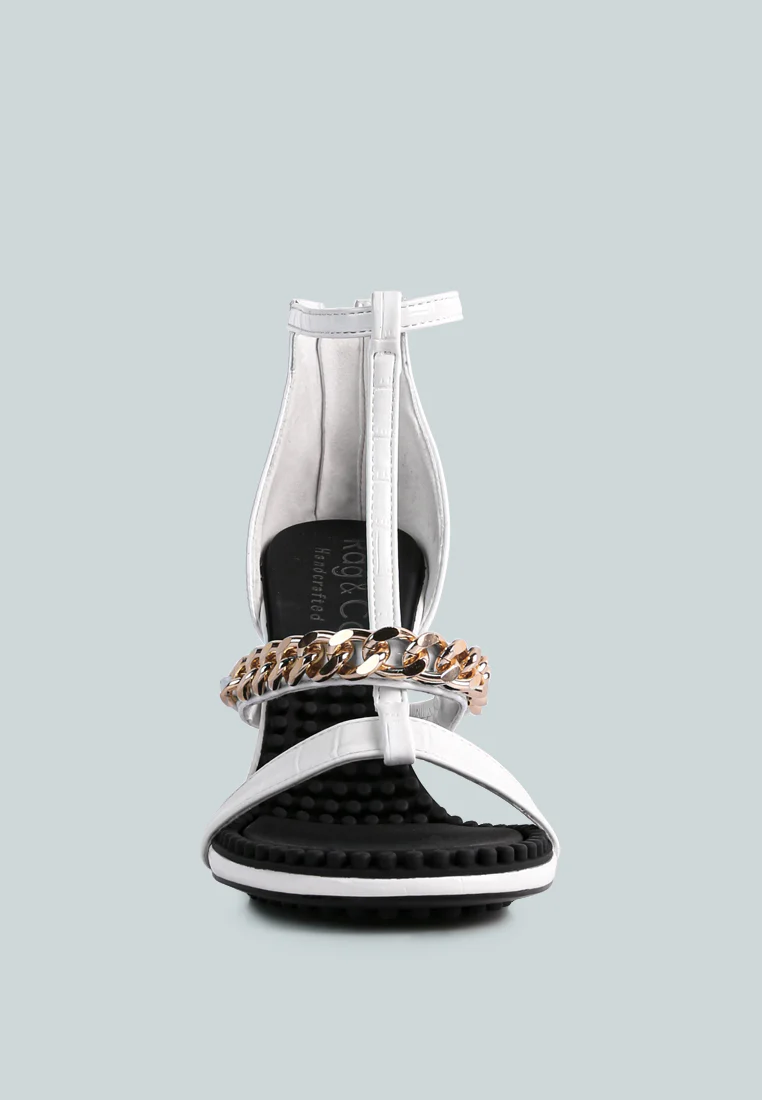 DAKOTA Metal Chain Embellishment Sandals in White - Image 4