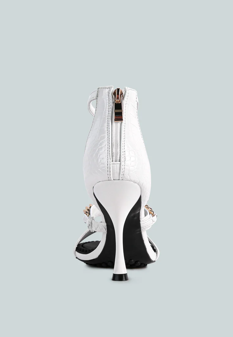 DAKOTA Metal Chain Embellishment Sandals in White - Image 6