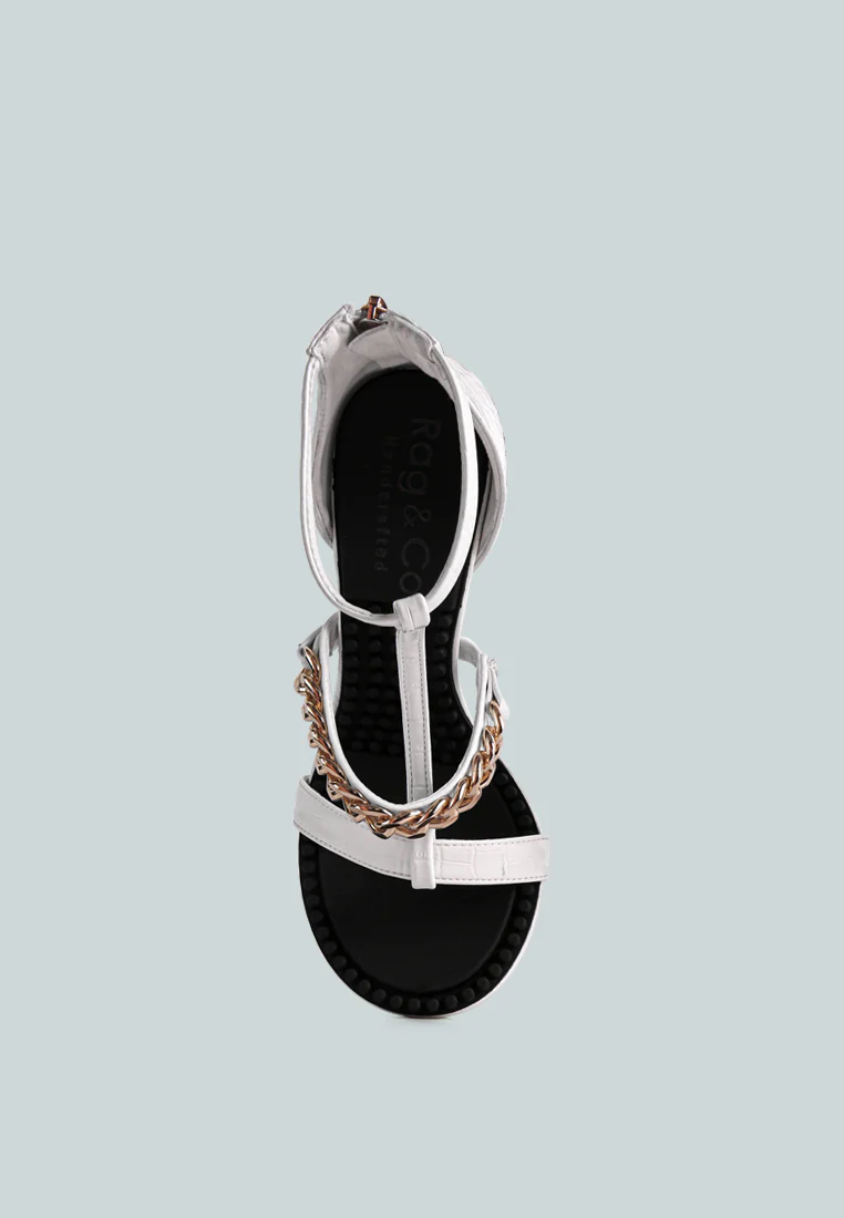 DAKOTA Metal Chain Embellishment Sandals in White - Image 7