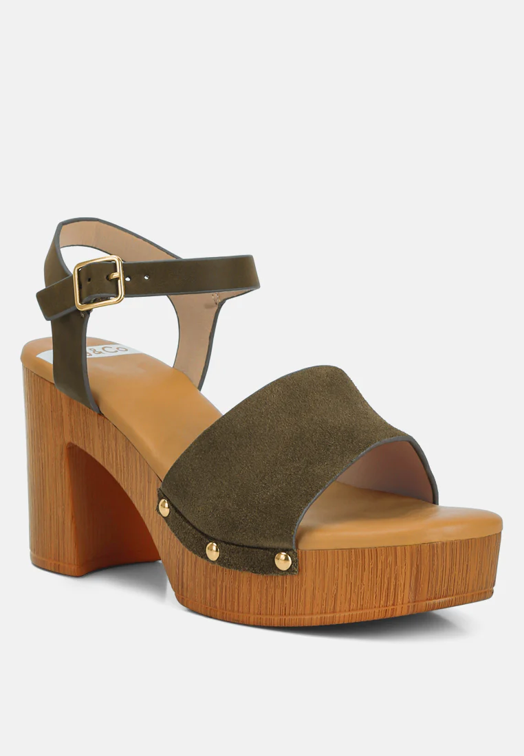 Daniela Genuine Suede Leather High Block Sandals - Image 2