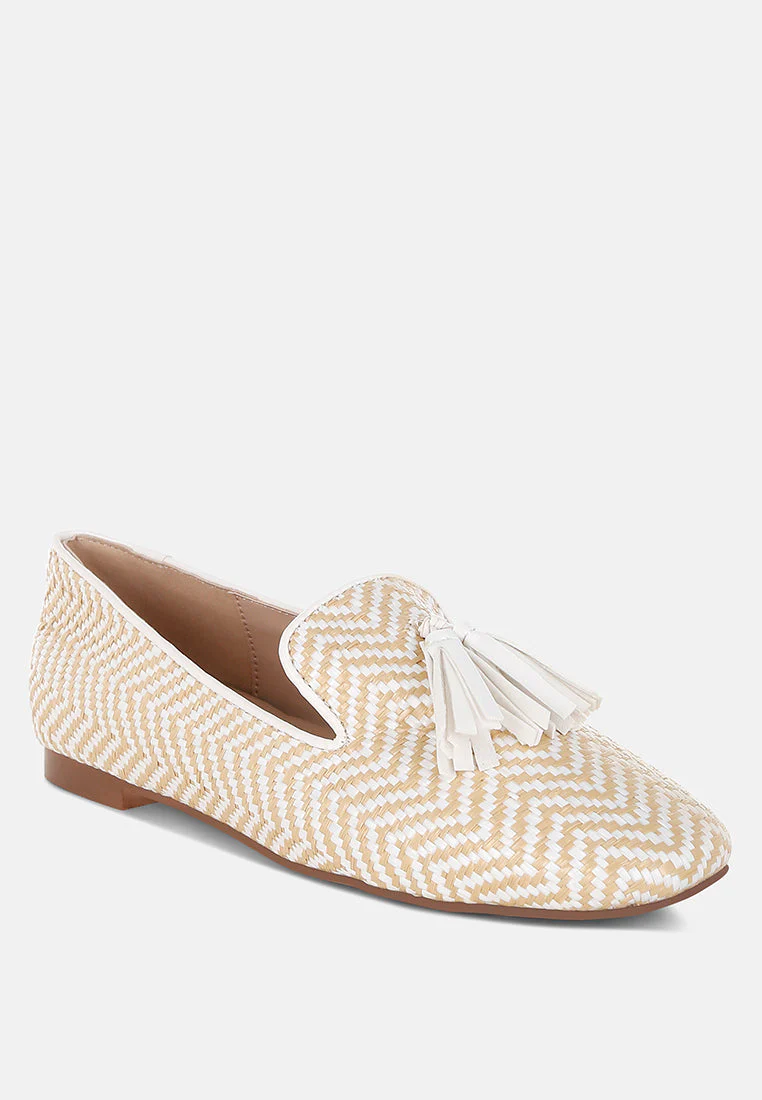 Dara Raffia Tassels Detail Loafers - Image 2