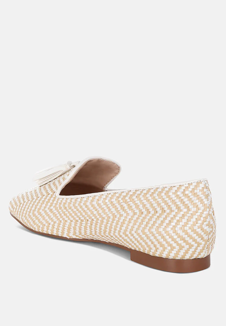 Dara Raffia Tassels Detail Loafers - Image 3