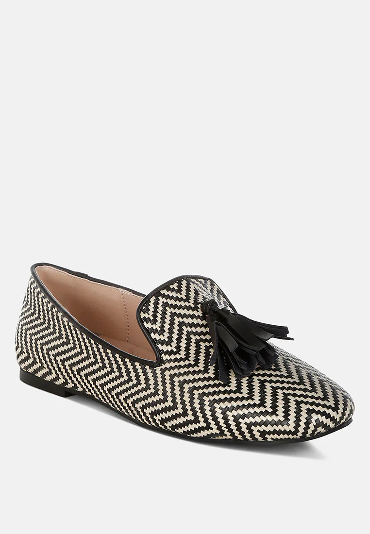 Dara Raffia Tassels Detail Loafers - Image 7