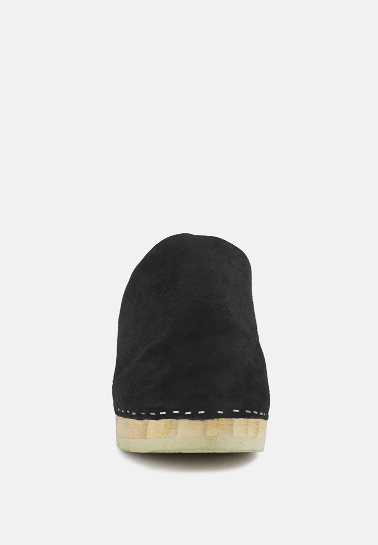 DARCIE Black Suede Clogs - Image 3